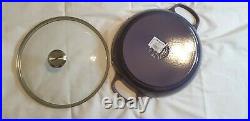 LE CREUSET CAST IRON ROUND BRAISER 3 1/2 QT with GLASS LID Blue Bell Purple