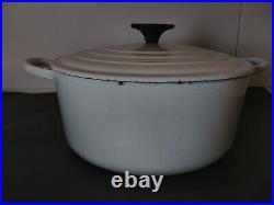 LE CREUSET CAST IRON WHITE ENAMEL ROUND DUTCH OVEN 3.5 qt # 24 MADE IN FRANCE