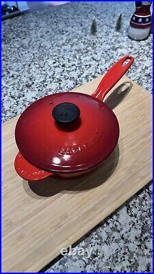 LE CREUSET Cast-Iron 2-1/4 Quart Pan Cherry Red