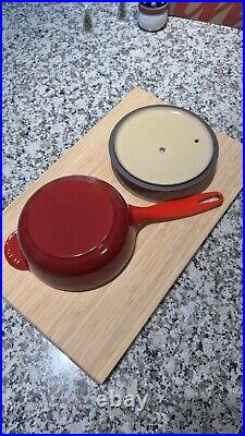 LE CREUSET Cast-Iron 2-1/4 Quart Pan Cherry Red