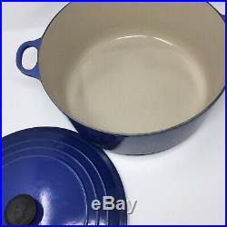 LE CREUSET DUTCH OVEN ROUND CAST IRON 13 1/4 Quart BLUE FRANCE with BOX USED