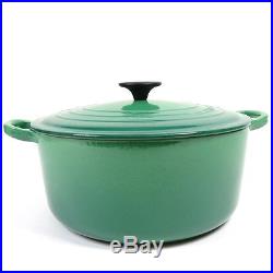 LE CREUSET DUTCH OVEN SIZE 26 WITH STRAINER & LID IN BOX JADE GREEN CAST IRON