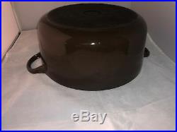 LE CREUSET E Round Dutch Oven Enamel Cast Iron Pan Brown Made In France With Lid