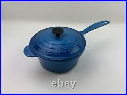 LE CREUSET Enamel CAST IRON Blue Saucepan Pot #20 with Lid 2 3/4 Qt 2.5L