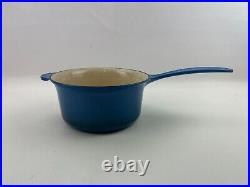 LE CREUSET Enamel CAST IRON Blue Saucepan Pot #20 with Lid 2 3/4 Qt 2.5L