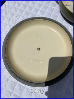 LE CREUSET FRANCE #22 Olive GREEN ENAMELED CAST IRON DUTCH OVEN POT 2 1/2 Qt