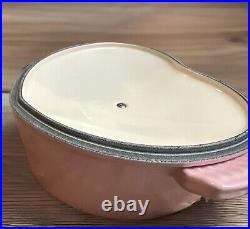 LE CREUSET Heart Shaped Chiffon Pink Cast Iron Cocotte Casserole Pot 1 1/8qt