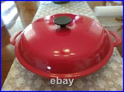 LE CREUSET RED CAST IRON BRAISER #30, 3.5 QT, FRANCE 12 With LID, IMMACULATE