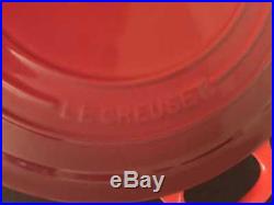 LE CREUSET Round Cast Iron Enameled Dutch Oven Red 7.25 qt 28 with Lid EXCELLENT