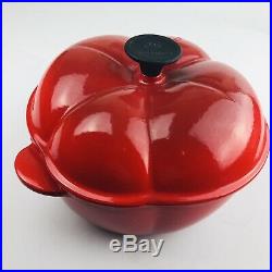 LE CREUSET Vintage 2.25 Qt Cast Iron Flame Red Tomato Shape Cocotte Pot Pan