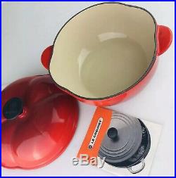 LE CREUSET Vintage 2.25 Qt Cast Iron Flame Red Tomato Shape Cocotte Pot Pan