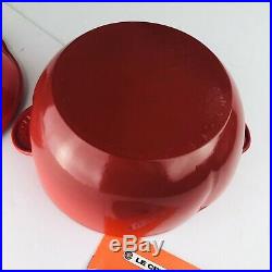 LE CREUSET Vintage 2.25 Qt Cast Iron Flame Red Tomato Shape Cocotte Pot Pan