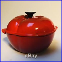 LE CREUSET Vintage 2.25 Qt Cast Iron Flame Red Tomato Shape Cocotte Pot Pan