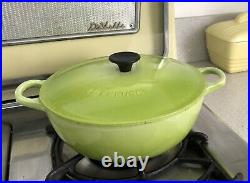 LE CREUSET Vintage Enamel Cast Iron Pot #22 Green 2 3/4 Quart