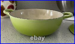 LE CREUSET Vintage Enamel Cast Iron Pot #22 Green 2 3/4 Quart