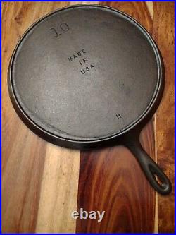 LODGE Cast Iron Skillet Griddle #10, Made In USA, MM H, HR, fully seasoned