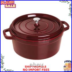 La Cocotte Cast Iron Round Cocotte- 7 qt, Round, Dutch Oven, Grenadine