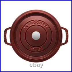 La Cocotte Cast Iron Round Cocotte- 7 qt, Round, Dutch Oven, Grenadine