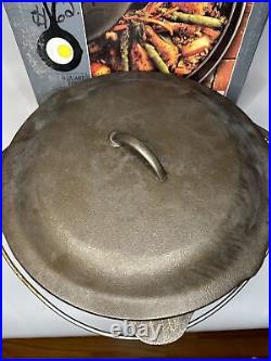 Large 1997 Lodge Cast Iron Dutch Oven 12 DO 15 inch Self Basting Lid USA 9 QT