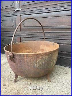 Large Cast Iron Kettle Wash Pot Cauldron Cookware 24 Diameter