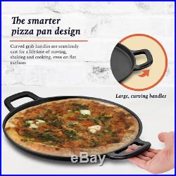 Large Cast Iron Pizza Pan Griddle Vintage Look Round Lightly Pre-Seasoned 14Inch