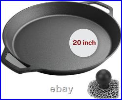 Large Cast Iron Skillet 20 Inch, Pre Seasoned Cast Iron Skillet for Cooking & Fr