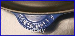 Large LE CREUSET Blue Marseille 40 Oval Skillet Fry Pan. Enamel Cast Iron RARE