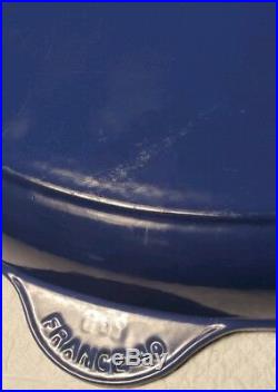 Large LE CREUSET Blue Marseille 40 Oval Skillet Fry Pan. Enamel Cast Iron RARE