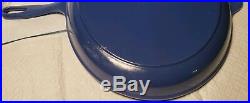 Large LE CREUSET Blue Marseille 40 Oval Skillet Fry Pan. Enamel Cast Iron RARE