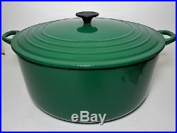 Large Le Creuset 13.25 Quart Emerald Green Cast Iron Dutch Oven #34