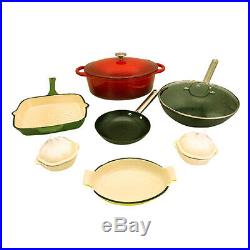 Le Chef 11-Piece All Enamel Cast Iron Cookware Set. (Multi-colored, MXR33.)