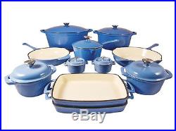 Le Chef 18-Piece Enamel Cast Iron France Blue Cookware Set. On Sale