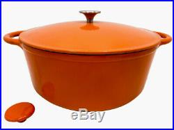 Le Chef Enameled Cast Iron Orange Round Dutch Oven 10-qt