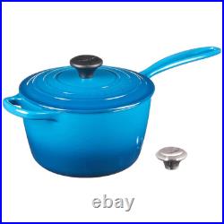 Le Creuset 2.25 Qt Signature Cast Iron Saucepan withLid Marseille Blue France