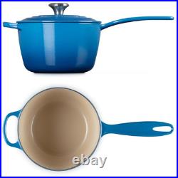 Le Creuset 2.25 Qt Signature Cast Iron Saucepan withLid Marseille Blue France