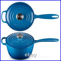Le Creuset 2.25 Qt Signature Cast Iron Saucepan withLid Marseille Blue France