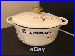 Le Creuset 2 3/4 Qt. Sakura Oven Cherry Blossom White Hibiscus Gold