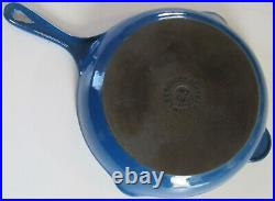 Le Creuset 23 blue enamel on cast iron skillet, double spout and made in France