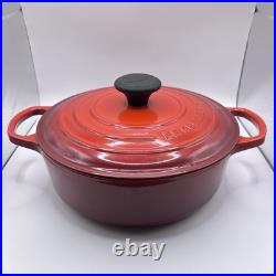 Le Creuset #24 Cerise/Cherry Enameled Cast Iron Dutch Oven 4.5Q withLid-Near Mint