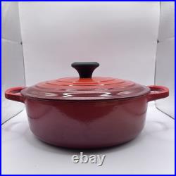 Le Creuset #24 Cerise/Cherry Enameled Cast Iron Dutch Oven 4.5Q withLid-Near Mint