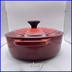 Le Creuset #24 Cerise/Cherry Enameled Cast Iron Dutch Oven 4.5Q withLid-Near Mint