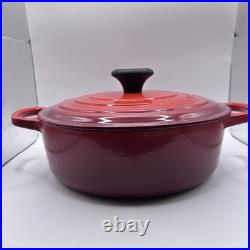 Le Creuset #24 Cerise/Cherry Enameled Cast Iron Dutch Oven 4.5Q withLid-Near Mint