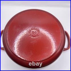 Le Creuset #24 Cerise/Cherry Enameled Cast Iron Dutch Oven 4.5Q withLid-Near Mint