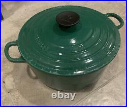 Le Creuset #24 Size 4.5 Quart Green Cast Iron Dutch Oven Pot with Lid