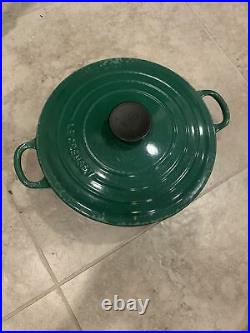 Le Creuset #24 Size 4.5 Quart Green Cast Iron Dutch Oven Pot with Lid