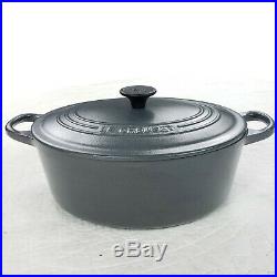 Le Creuset #25 Granite Gray Oval Enameled Cast Iron Dutch Oven Pot 3.5 QT Quart