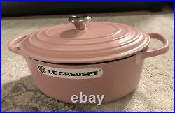 Le Creuset #25 Sugar Pink Matte Rare Color! 3.5 qt Oval Dutch Oven Cast Iron