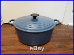 Le Creuset #26 / 5.5 Qt Dutch Oven Enameled Cast Iron Cookware France Blue