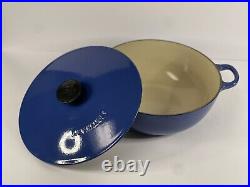 Le Creuset #26 Cast Iron Blue Dutch Oven withLid, 4 2/5 US Quart Made in France