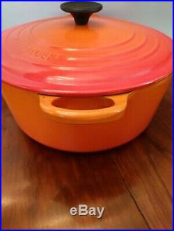 Le Creuset #26 Flame Orange Cast Iron Enamel 5.5 Qt Dutch Oven Stock Pot